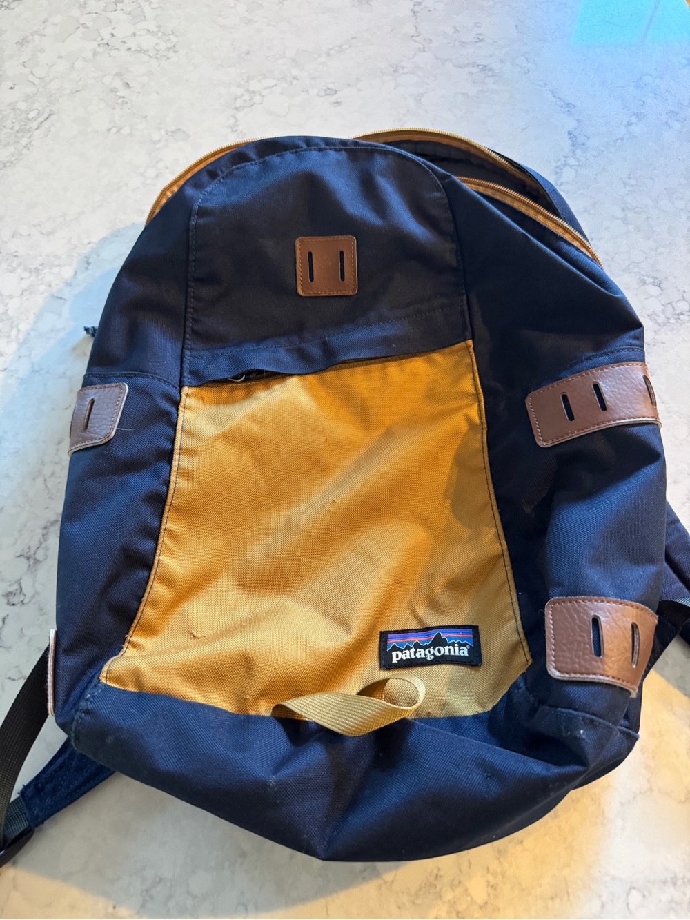 Patagonia Navy and Mustard Two-Tone Backpack